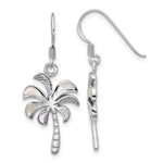 Sterling Silver Rhodium-plated Polished MOP Palm Tree Dangle Earrings - Product Photo