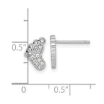 Sterling Silver Rhodium-plated Polished CZ Footprints Post Earrings - Product Photo