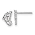 Sterling Silver Rhodium-plated Polished CZ Footprints Post Earrings - Product Photo
