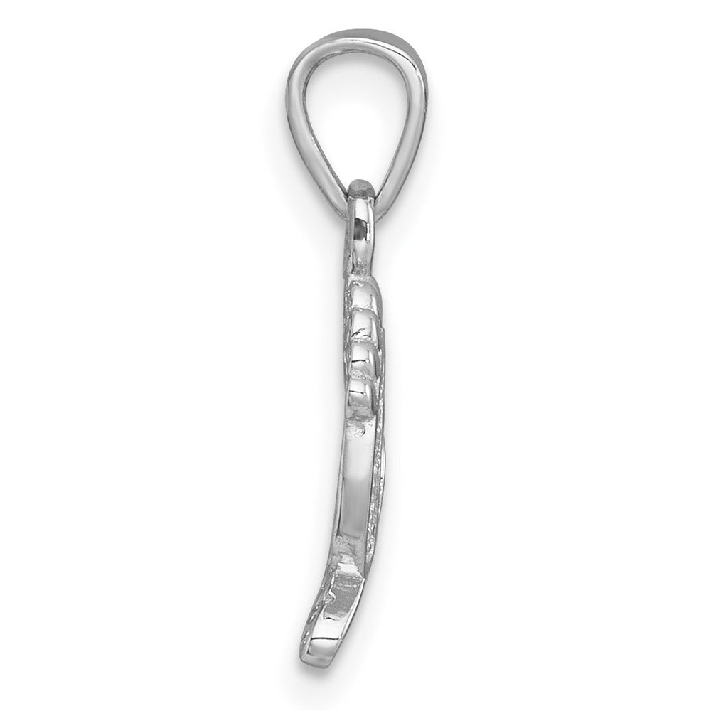Sterling Silver Rhodium-plated Polished CZ Footprints Pendant - Product Photo