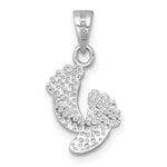 Sterling Silver Rhodium-plated Polished CZ Footprints Pendant - Product Photo
