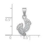 Sterling Silver Rhodium-plated Polished CZ Footprints Pendant - Product Photo