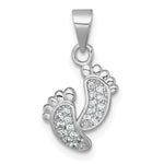 Sterling Silver Rhodium-plated Polished CZ Footprints Pendant - Product Photo