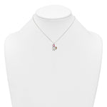 Sterling Silver Polished Enameled Unicorn Children's Necklace - Product Photo