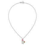 Sterling Silver Polished Enameled Unicorn Children's Necklace - Product Photo