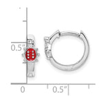Sterling Silver Madi K RH-plated Enamel Ladybug Kids Round Hoops - Product Photo