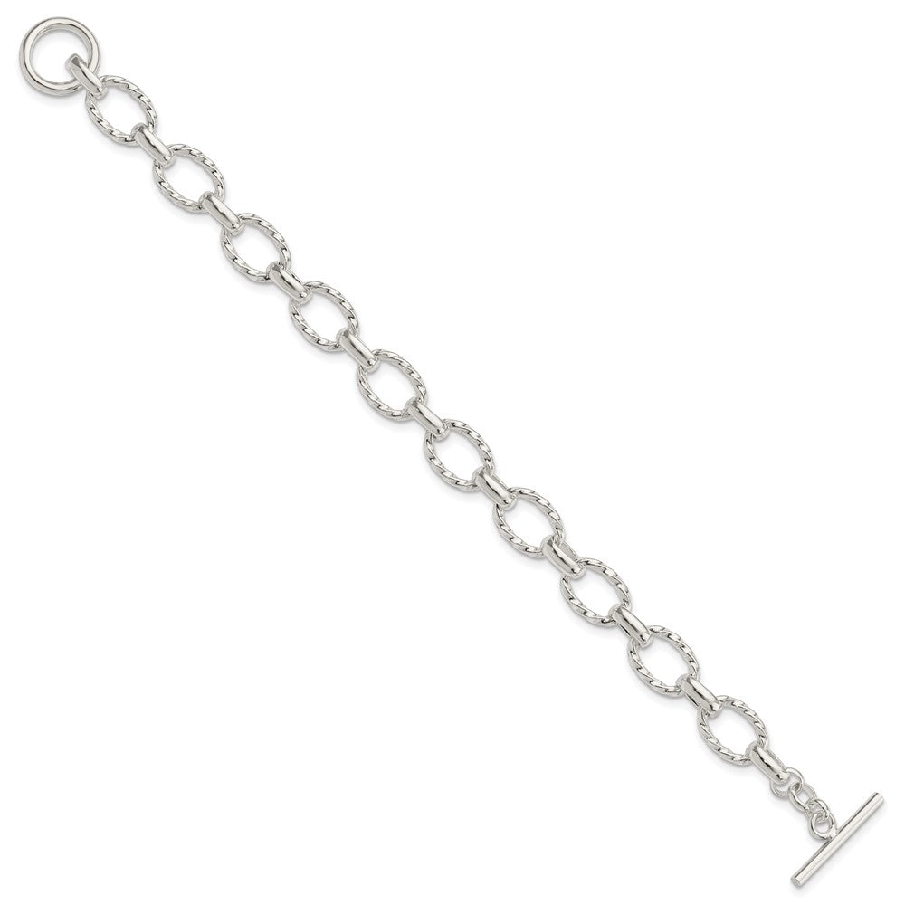 Sterling Silver 7.75inch Polished Fancy Link Toggle Bracelet - Product Photo