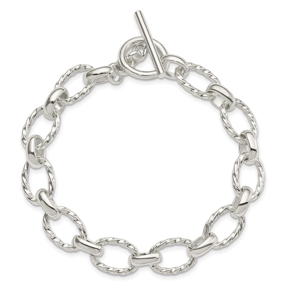 Sterling Silver 7.75inch Polished Fancy Link Toggle Bracelet - Product Photo