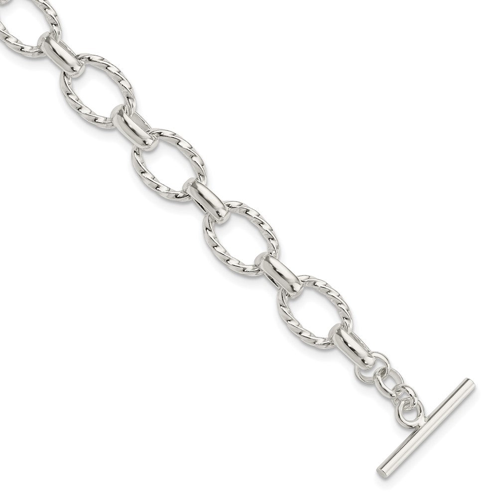Sterling Silver 7.75inch Polished Fancy Link Toggle Bracelet - Product Photo
