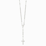 Sterling Silver Polished Beaded Rosary 30 inch Necklace - Product Photo