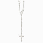 Sterling Silver Polished Beaded Rosary 30 inch Necklace - Product Photo