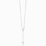 Sterling Silver Polished Bead Rosary 18 inch Necklace - Product Photo