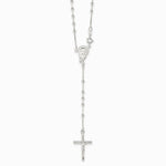 Sterling Silver Polished Bead Rosary 18 inch Necklace - Product Photo