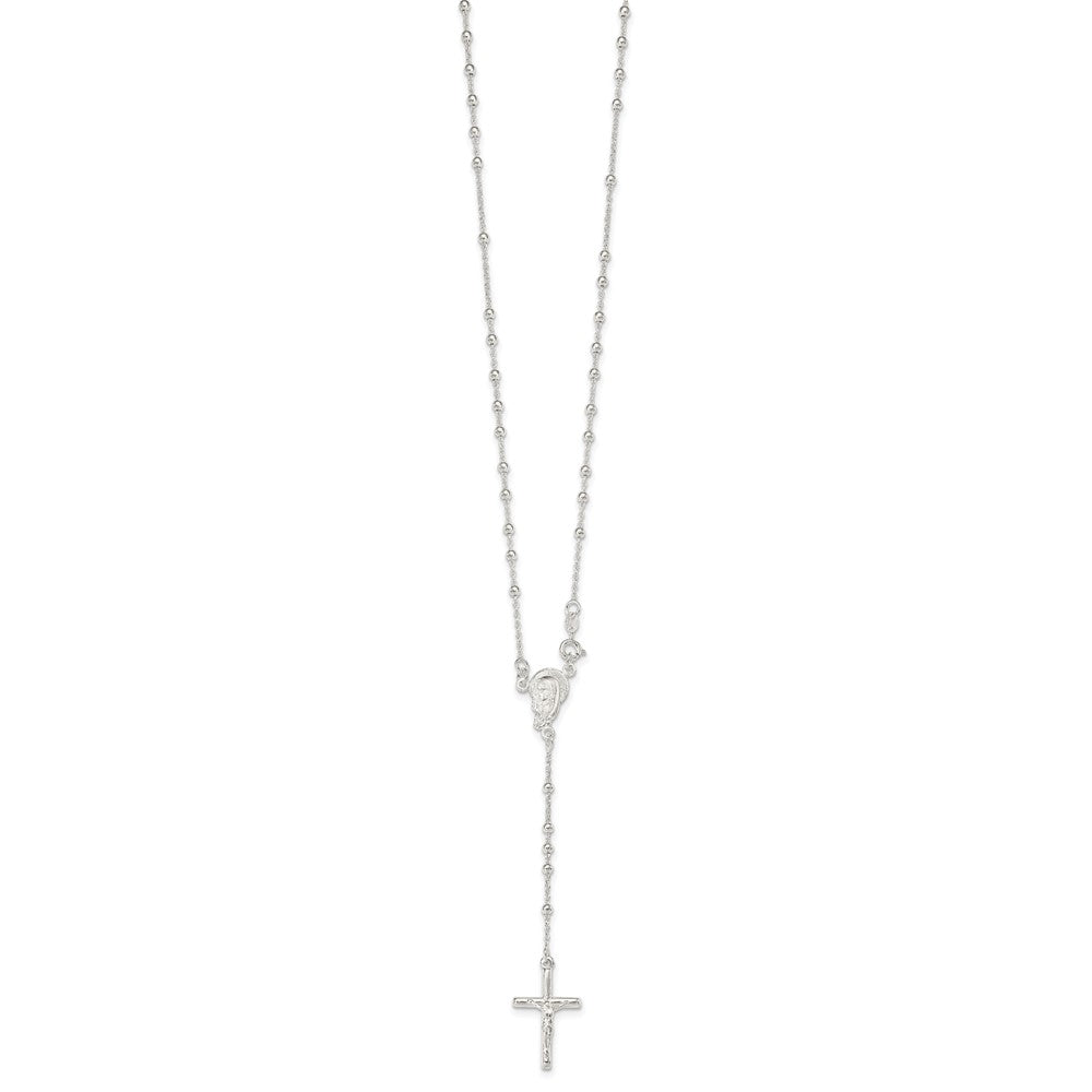 Sterling Silver Polished Rosary Necklace - Product Photo