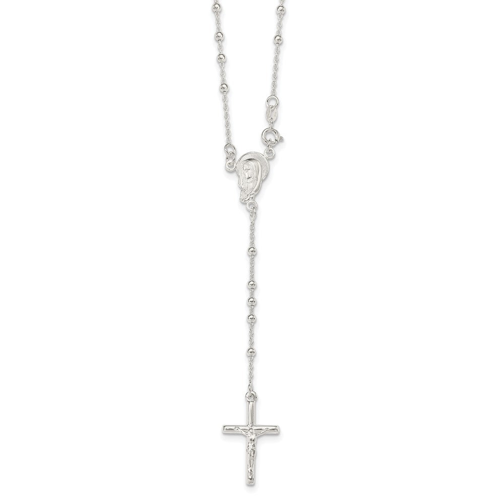 Sterling Silver Polished Rosary Necklace - Product Photo