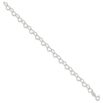 Sterling Silver 6inch Polished Fancy Heart Link Bracelet - Product Photo