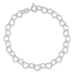 Sterling Silver 6inch Polished Fancy Heart Link Bracelet - Product Photo