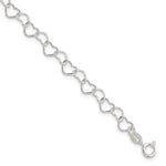 Sterling Silver 6inch Polished Fancy Heart Link Bracelet - Product Photo