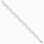 Sterling Silver Polished Fancy Large Heart Link Bracelet - Product Photo