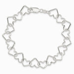 Sterling Silver Polished Fancy Large Heart Link Bracelet - Product Photo