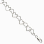 Sterling Silver Polished Fancy Large Heart Link Bracelet - Product Photo