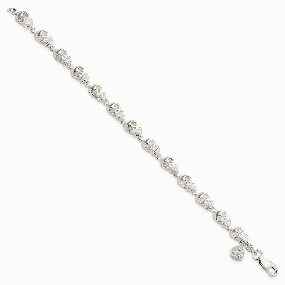 Sterling Silver Skull Bracelet - Product Photo