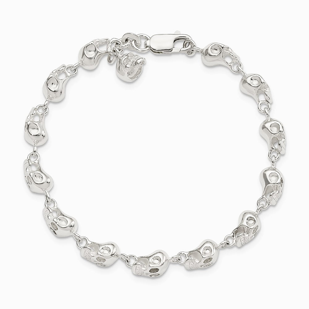 Sterling Silver Skull Bracelet - Product Photo