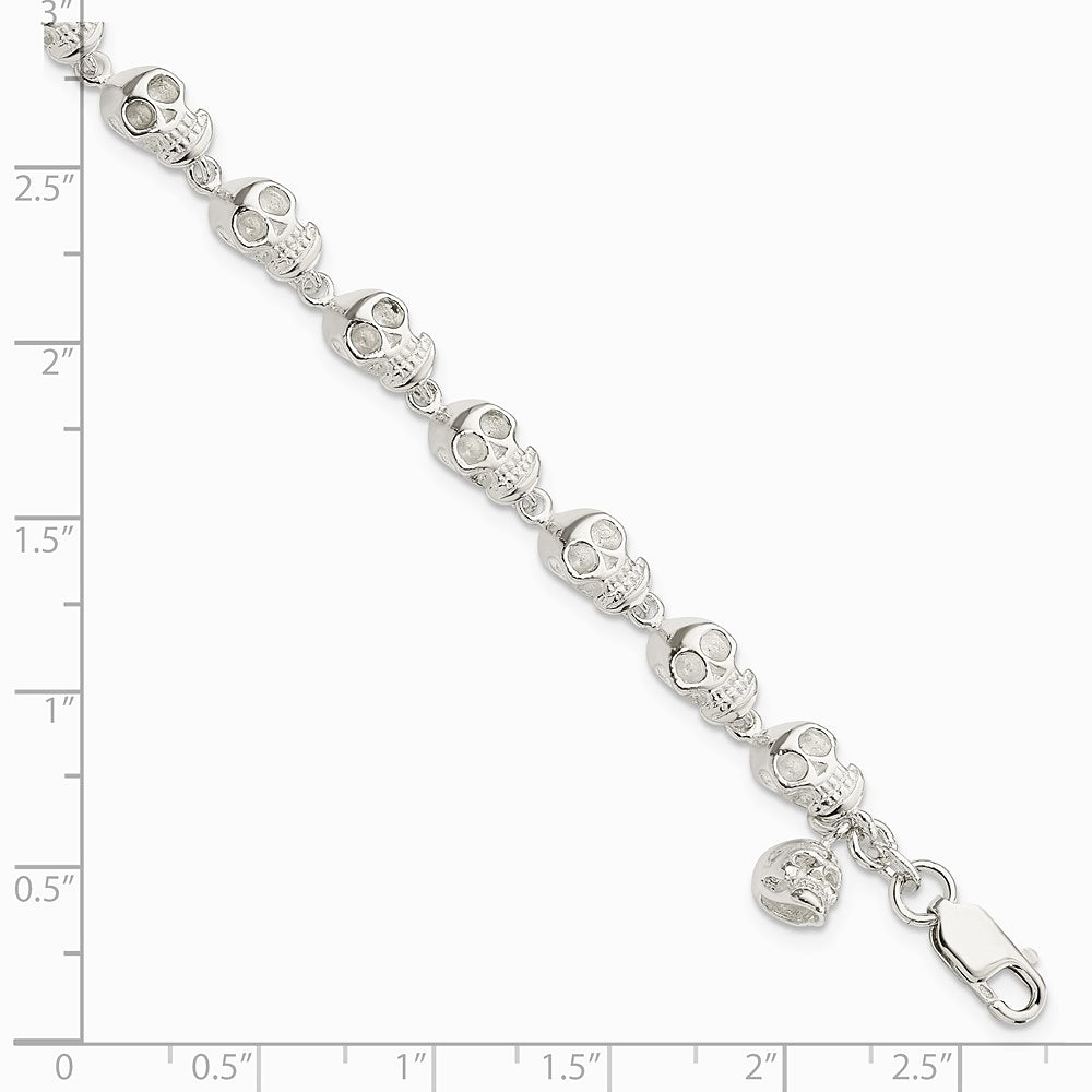 Sterling Silver Skull Bracelet - Product Photo