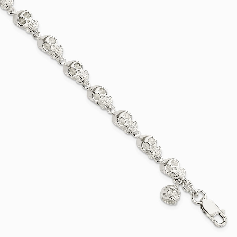 Sterling Silver Skull Bracelet - Product Photo