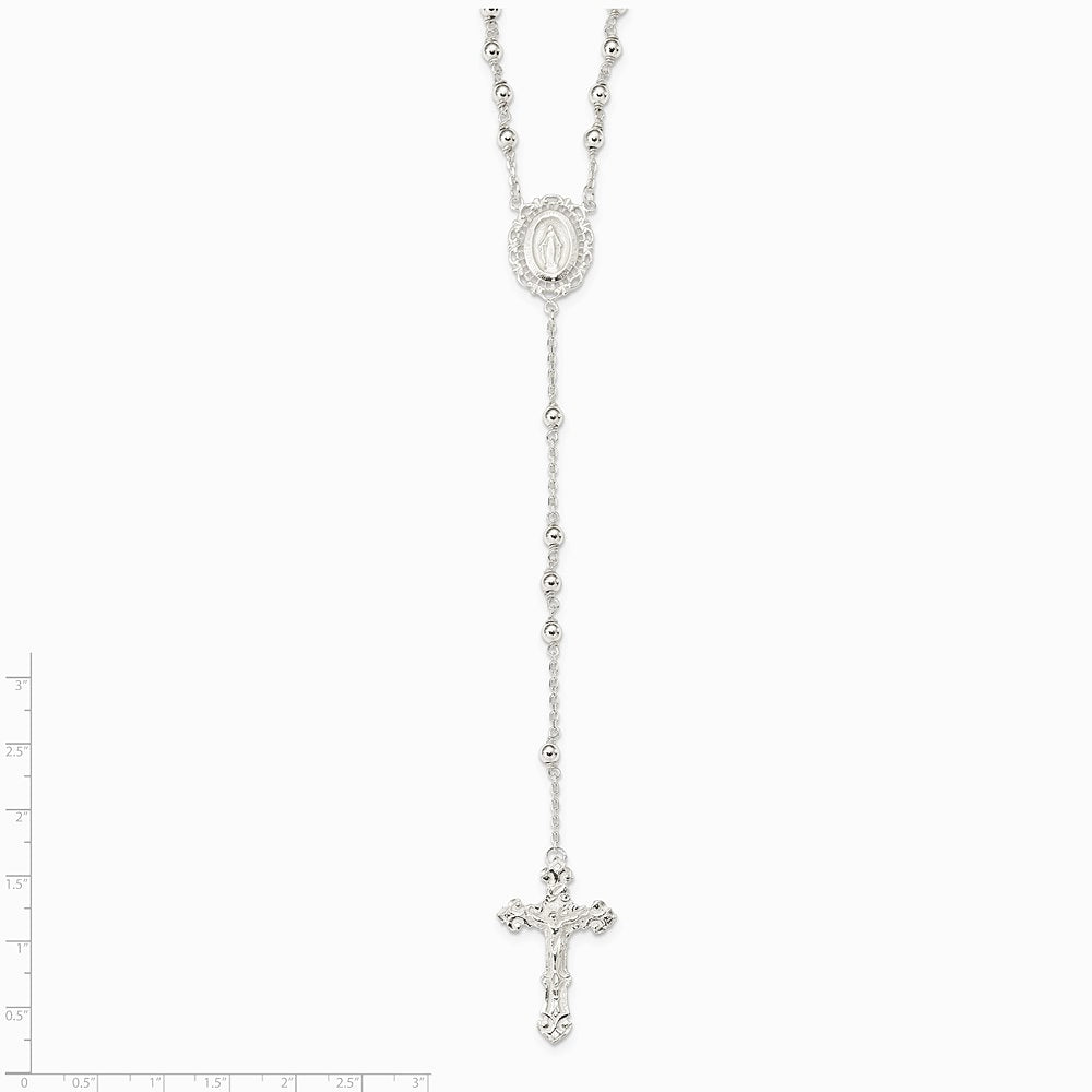Sterling Silver Polished Rosary Necklace - Product Photo