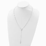Sterling Silver Polished Bead Rosary 21 inch Necklace - Product Photo