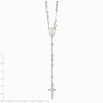 Sterling Silver Polished Bead Rosary 21 inch Necklace - Product Photo