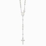 Sterling Silver Polished Bead Rosary 21 inch Necklace - Product Photo