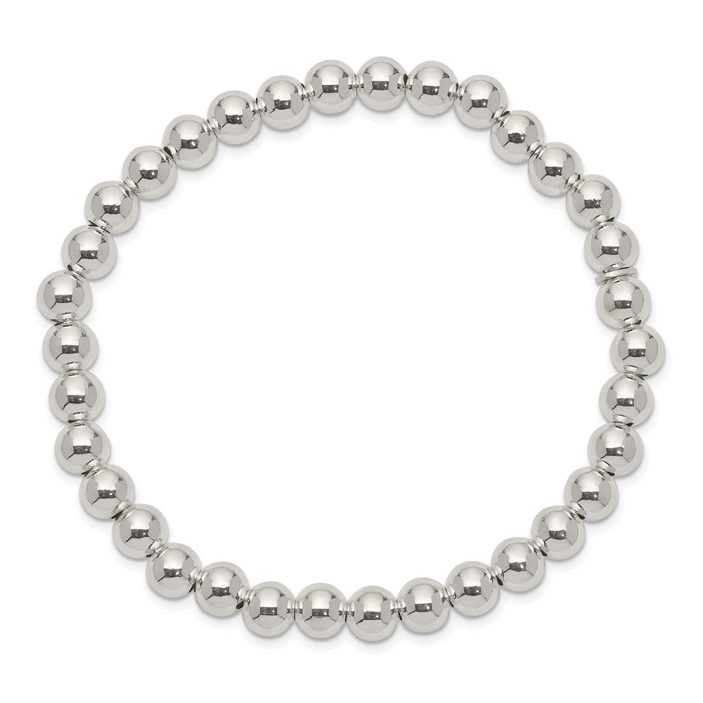 Sterling Silver Polished Bead Stretch Bracelet - Product Photo