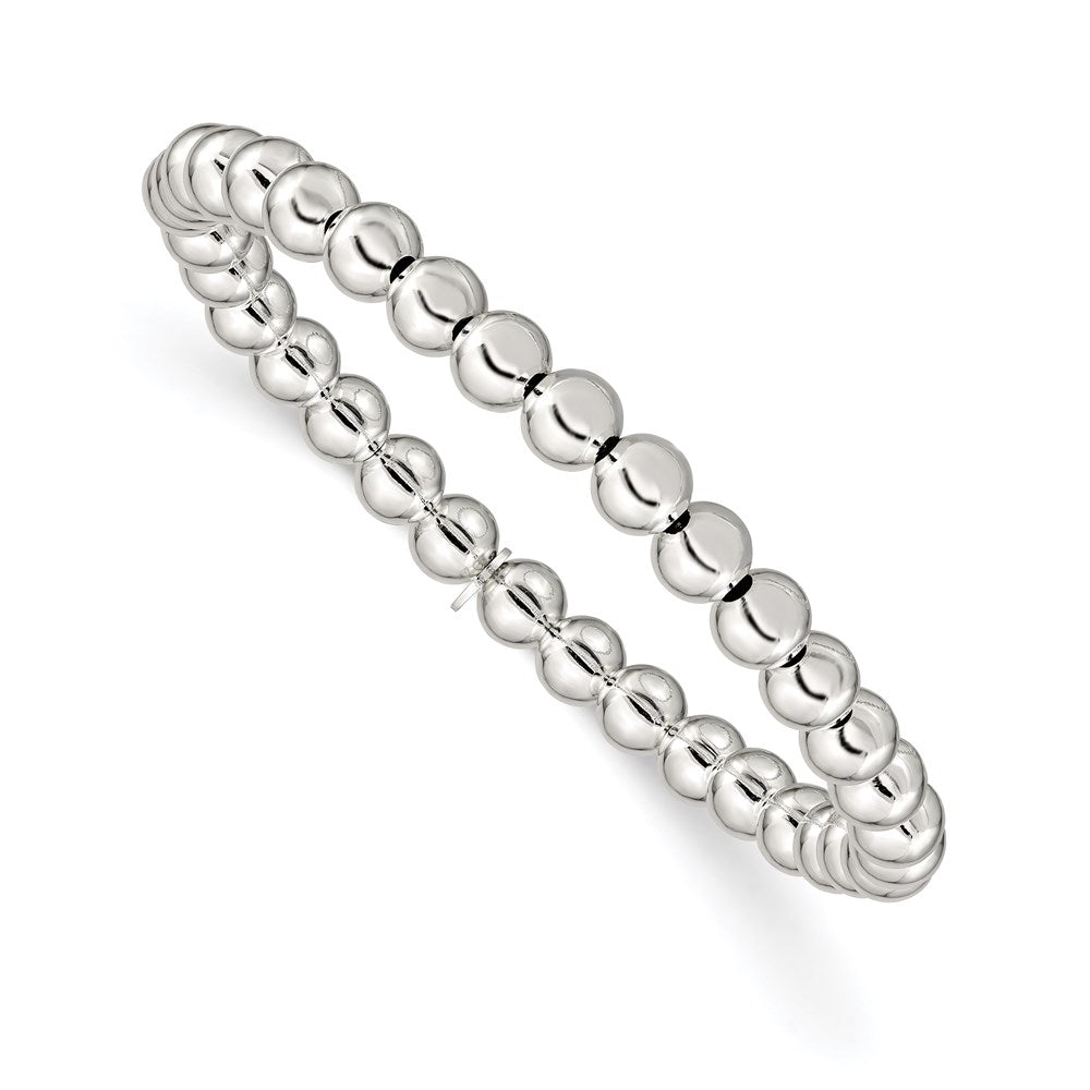 Sterling Silver Polished Bead Stretch Bracelet - Product Photo