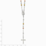 Sterling Silver Yellow & Rose Flash Gold-plated Rosary Necklace - Product Photo
