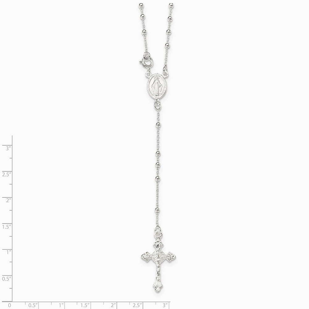 Sterling Silver Polished Rosary 18 inch Necklace - Product Photo