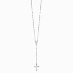 Sterling Silver Polished Crucifix Rosary 18 inch Necklace - Product Photo