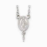 Sterling Silver Polished Crucifix Rosary 18 inch Necklace - Product Photo