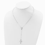Sterling Silver Polished Crucifix Rosary 18 inch Necklace - Product Photo