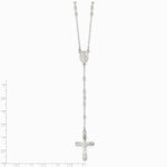 Sterling Silver Polished Crucifix Rosary 18 inch Necklace - Product Photo