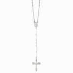 Sterling Silver Polished Crucifix Rosary 18 inch Necklace - Product Photo