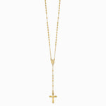 Sterling Silver Flash Gold-plated Polished Crucifix Rosary 18 inch Necklace - Product Photo