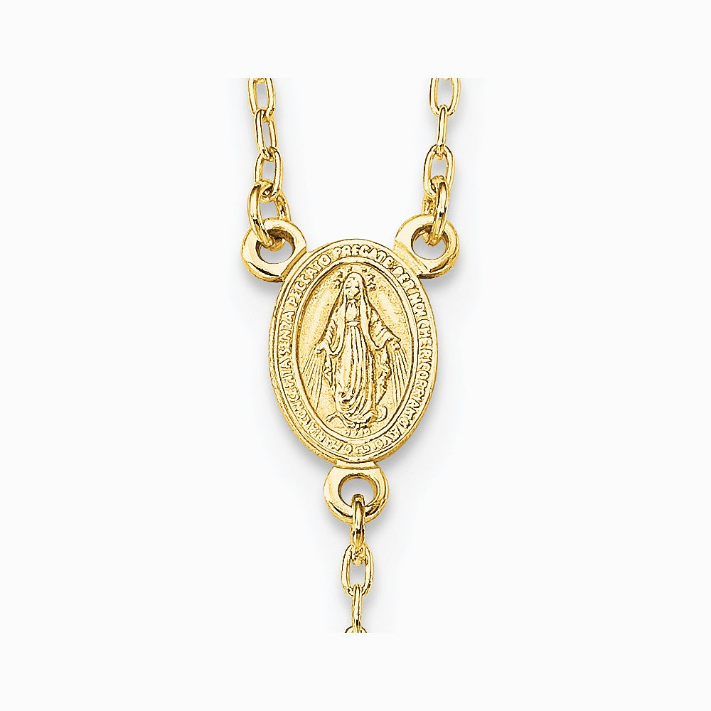 Sterling Silver Flash Gold-plated Polished Crucifix Rosary 18 inch Necklace - Product Photo
