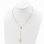 Sterling Silver Flash Gold-plated Polished Crucifix Rosary 18 inch Necklace - Product Photo