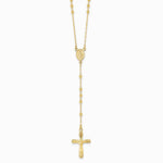 Sterling Silver Flash Gold-plated Polished Crucifix Rosary 18 inch Necklace - Product Photo