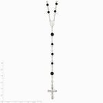 Sterling Silver Polished Black Onyx Rosary Necklace - Product Photo