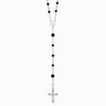 Sterling Silver Polished Black Onyx Rosary Necklace - Product Photo