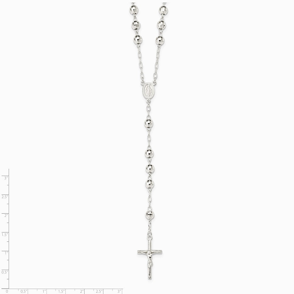 Sterling Silver Polished Rosary Necklace - Product Photo