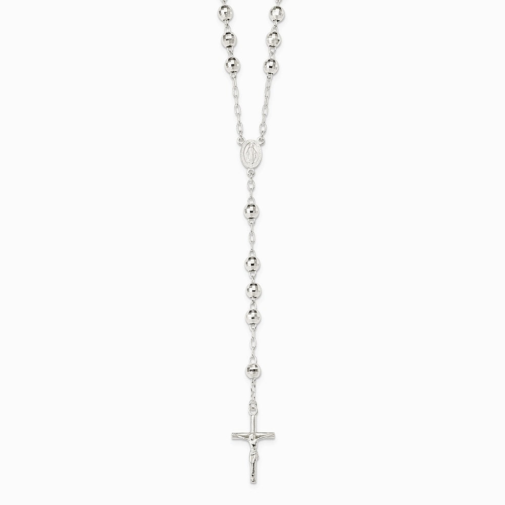 Sterling Silver Polished Rosary Necklace